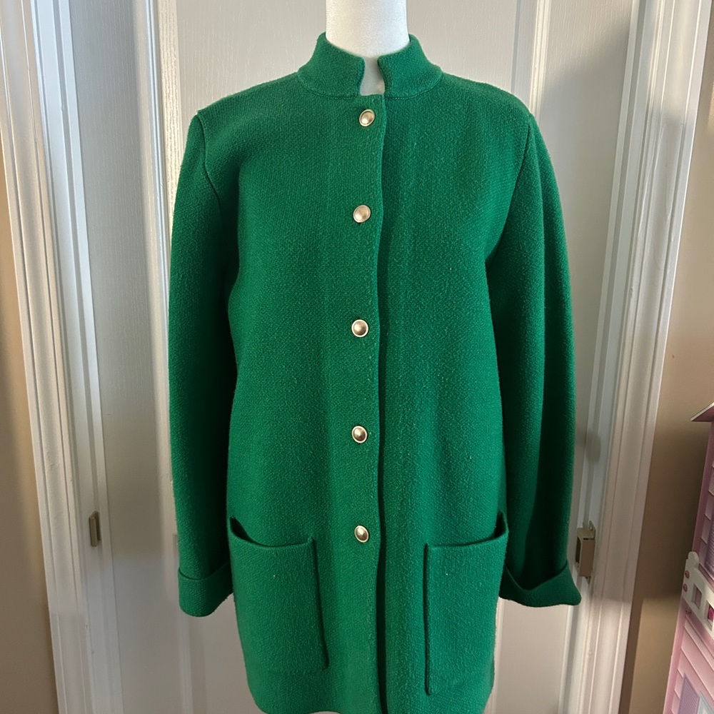 Adrienne Vittadini Green Blazer with Gold Buttons